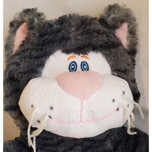 Teddy Mountain Grey Striped Cat Stuffed Animal Plush Toy Embroidered Eyes